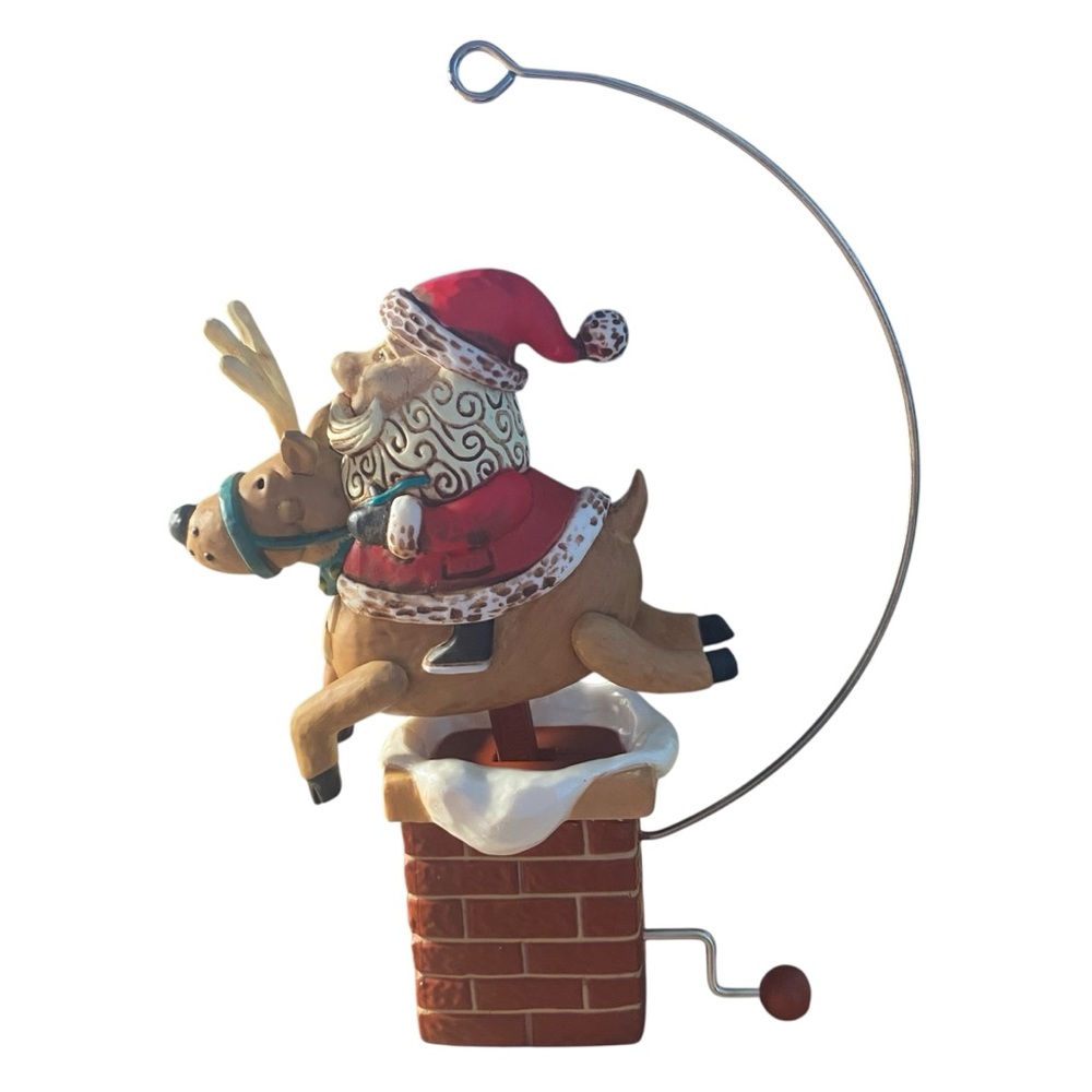 Giddy Up Santa 2022 Hallmark Ornament with Wind Up Action Reindeer